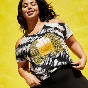 Torrid  Cold shoulder cheetah black Tie dye